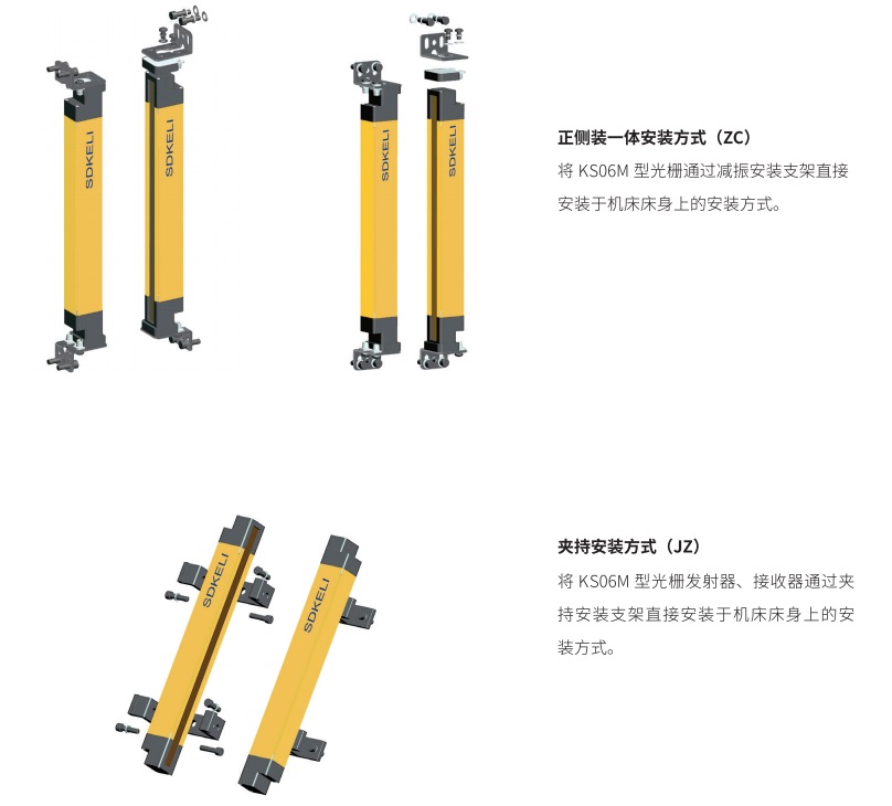 KS06M安全光柵安裝方式圖